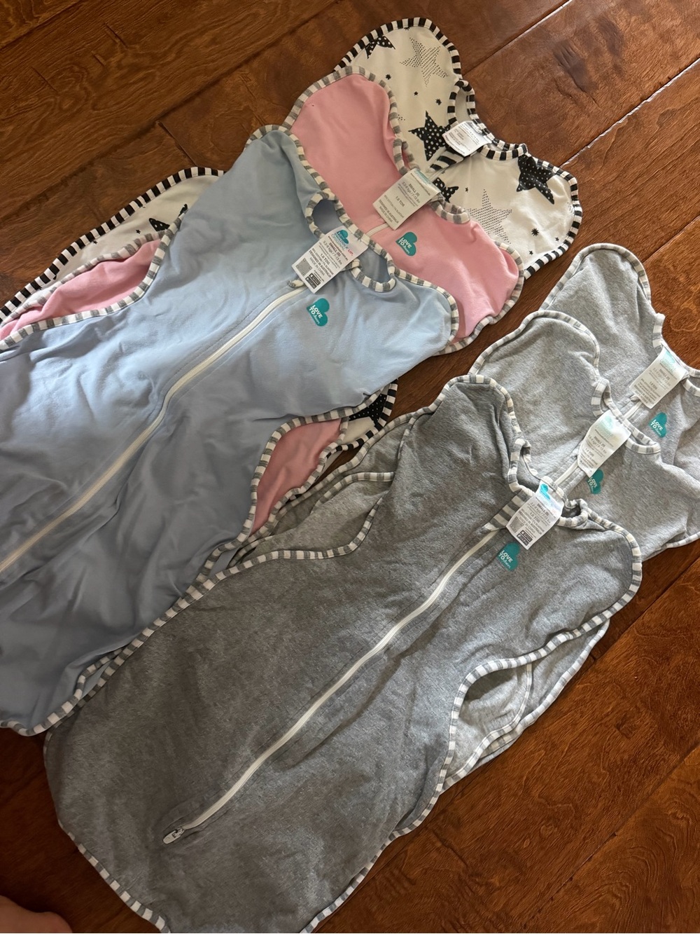 Love to dream Sleep Sacks in Gray, Blue, Pink & Star Print (set of 6!) size smal